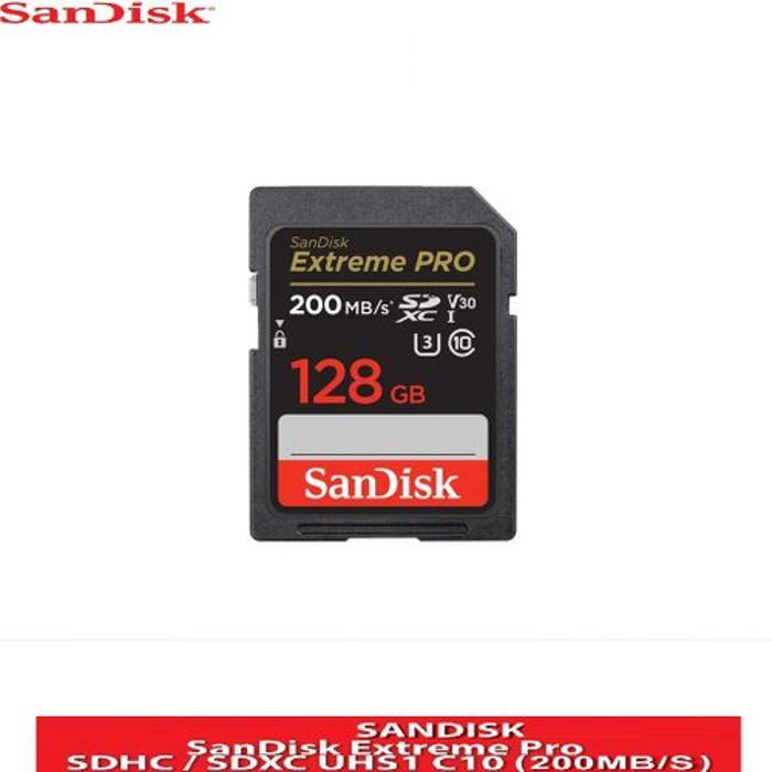 sandisk Carte memoire Sdxc Extreme Pro 128 Gb jusqu'à 200 Mo/s classe 10,U3,V30