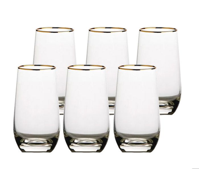 Verres - COOKMAN - C3615 - Pack de 6 - 480ml - Transparent avec bague dorée