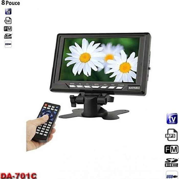 DA-701C Moniteur 8pouces Car LCD TFT Analog TV Color -USB / SD / MMC- MP4 / DIVX / MP3 / MPG / JPG