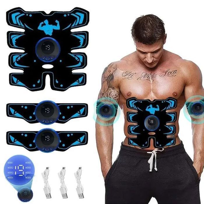 EMS-Entraîneur abdominal électrique sans fil,3 en 1,aste par USB,appareil intelligent pour la musculation des bras