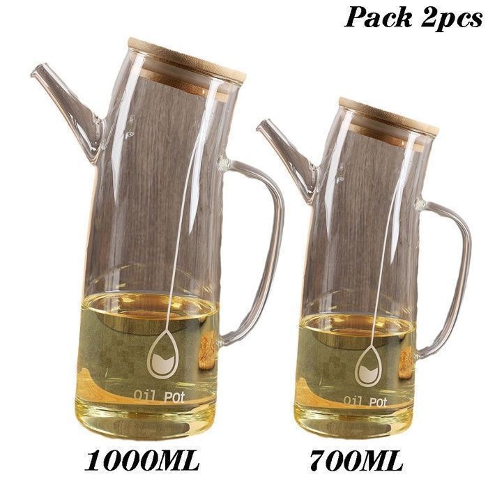 La Marque KIMO FINDS Pack 2 Bouteille Distributeur D'olive en Verre Marron 1L + 700ml
