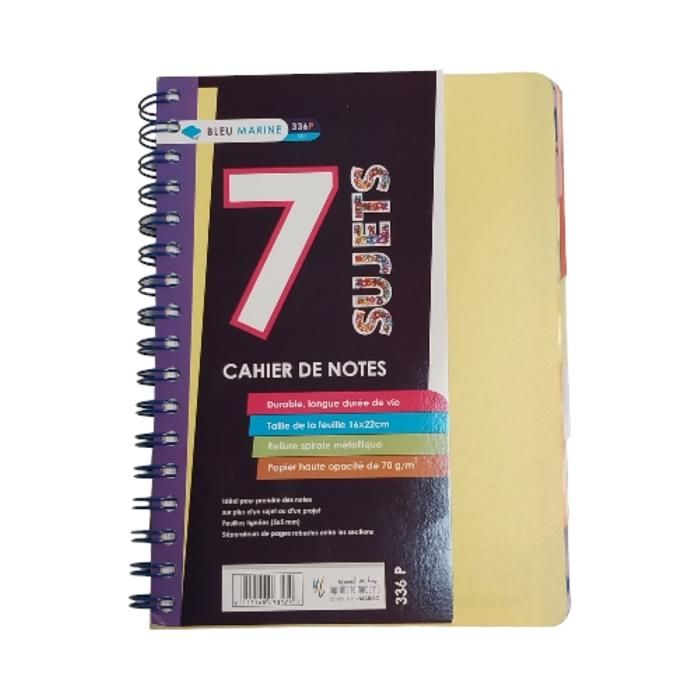 CAHIER UNI 7 SUJET A5 5X5 240P COVER EN POLYPRO