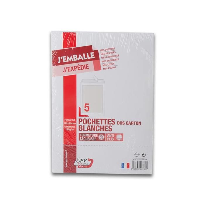 Poches - Non spécifié - 120g - Auto-adhésives - Dos en carton - 229x324mm