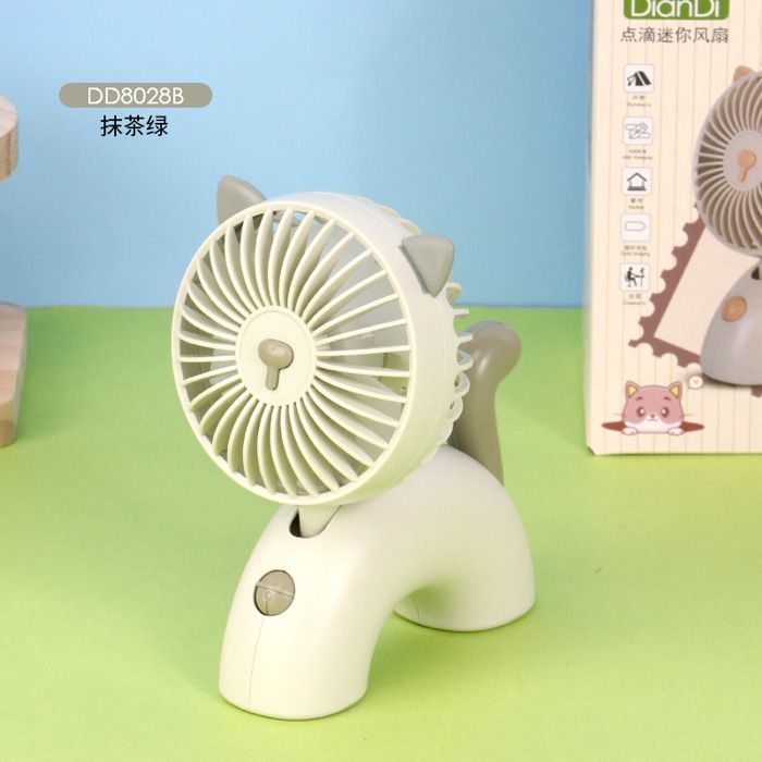 Mini ventilateur portatif mignon, rechargeable en forme de chat - compatible Refroidir le visage lors l'utilisation pour maquillage