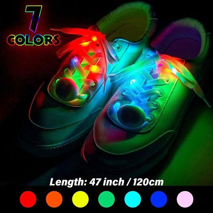 Lacets Lumineux Abs Sports de Plein Air, Lumière LED en Nylon avec Glowing Luminelace