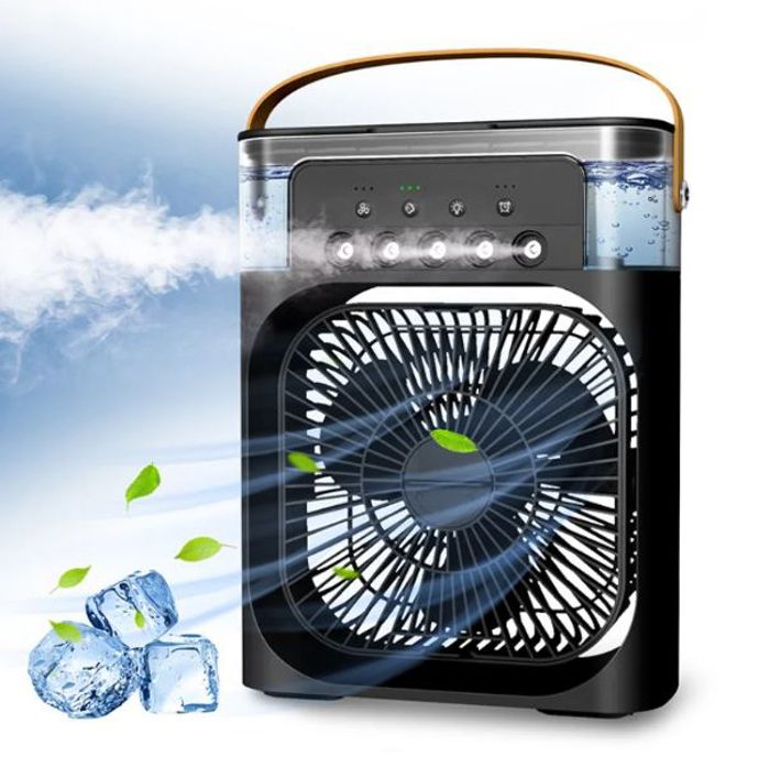 Climatiseur 3 en 1 humidificateur et ventilateur, pulvérisation à 5 trous avec differents veilleuses LED