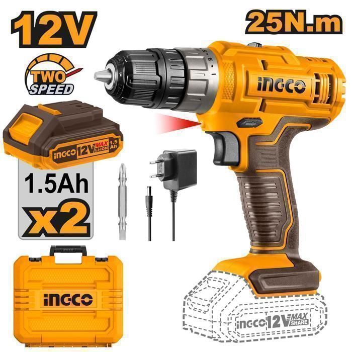 Visseuse sans fil - Non spécifié - 12V - 25Nm - 2 vitesses - 2 batteries 1,5Ah