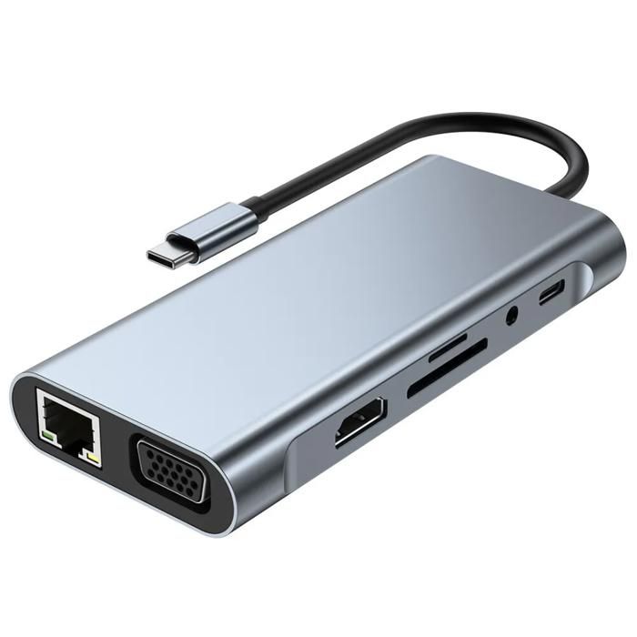 Hub USB-C 11-en-1 avec Adaptateur USB C vers HDMI 4K et Lecteur de Carte SD/MicroSD