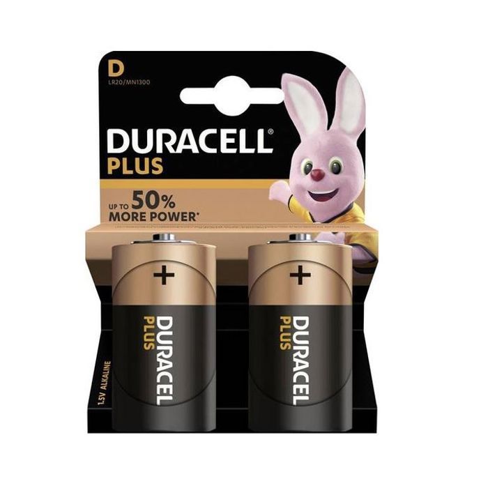 Duracell Plus, lot de 2 piles alcalines type D 1,5 Volts- LR20 MN1300
