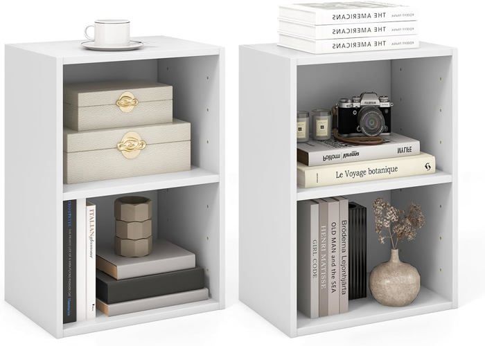 Bibliothèque étagère de rangement - Non spécifié - 2 niveaux - MDF - Blanc - Classique intemporel