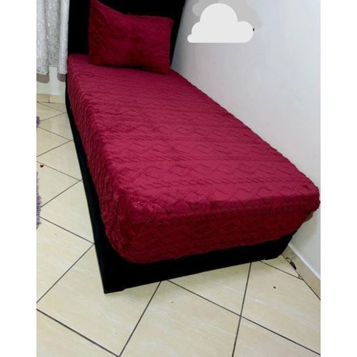 Ensemble Drap housse + Housse Taie polaire motif tricot 90x190