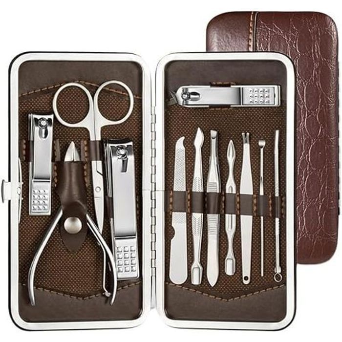 Trousse de Manucure Pédicure pour soins des ongles,set de 12 pcs coupe-ongles