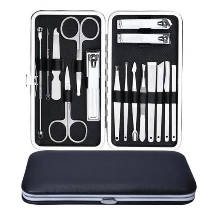 Kit de manucure et pédicure professionnel à 15 pièces, avec étui portable