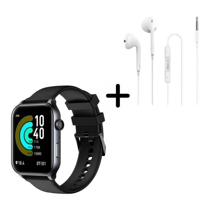 Smartwatch Riversong Motive 9E Space Grey + ÉCOUTEURS FILAIRES RECCI REP-L07 BLANC - Mini pack