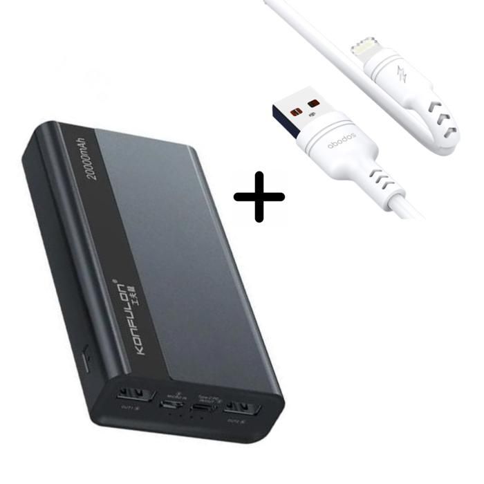 Powerbank 20000 mAh Konfulon A16Q Original + Câble Lightning Abodos AS-DS33i - Mini pack
