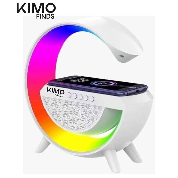 KIMO FINDS - Lampe LED connectée - QU - Haut-parleur Bluetooth - Chargeur sans fil - Blanc - Bluetooth 5.0