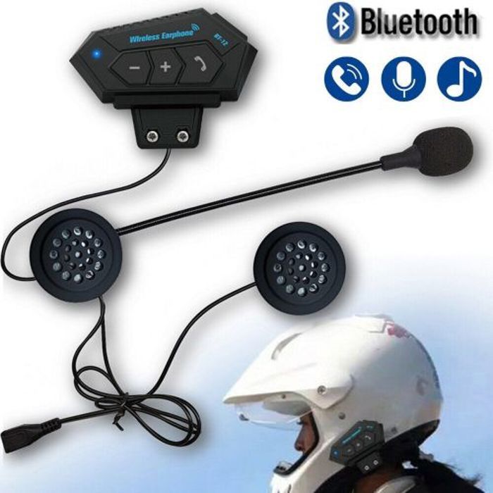 Casque de moto - Bluetooth - 5.0 - Réduction de bruit - Autonomie 500 mAh - Stéréo HD