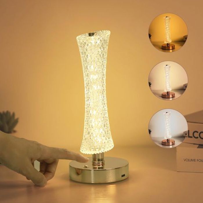 Lampe de Table à Trois Sources de Lumière Tactile, Rechargeable par USB