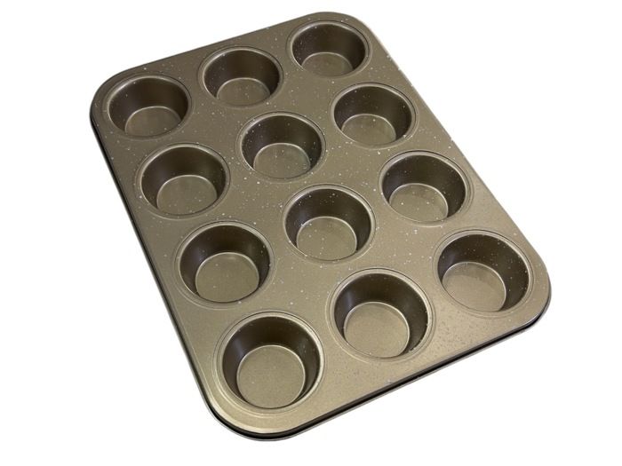 Moule à 12 Muffins et Cupcakes en Acier Carbone Antiadhésif
