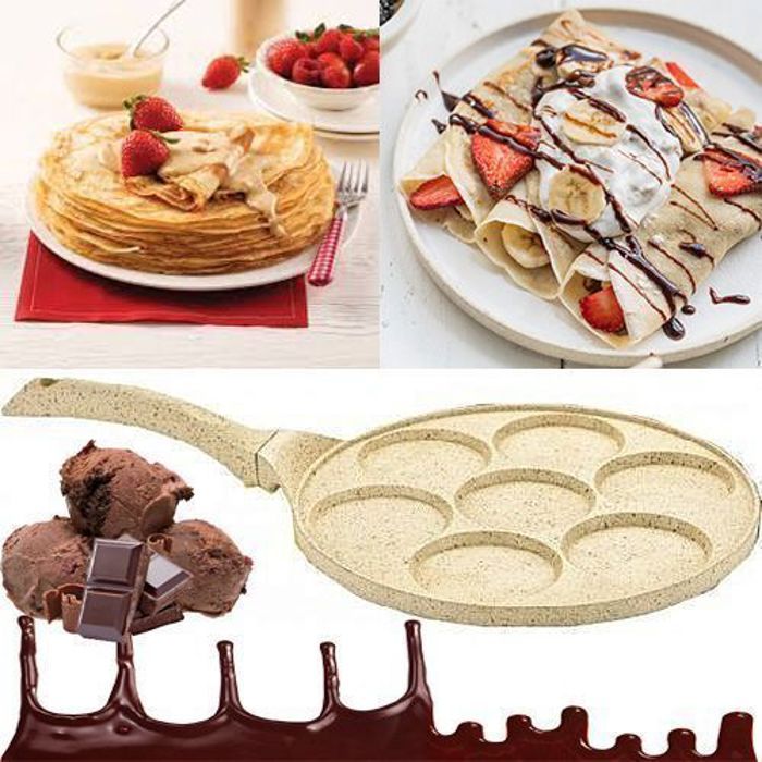TATCH Poêle CRÊPIÈRE 26cm Anti adhésif 7 pièces de crêpe pour chaque cuisson