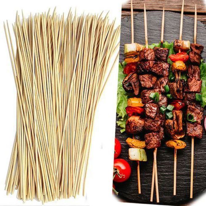 Piques à brochettes en bois de 30 cm (lot de 100) pour barbecue