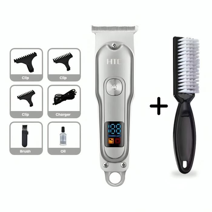 Tondeuse HTC AT-179 + Brosses à barbe - Mini pack