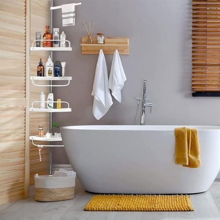 Étagère de Salle de Bain - GENERIC - 4 Niveaux - Acier Inoxydable - Réglable - Porte Serviette Intégré