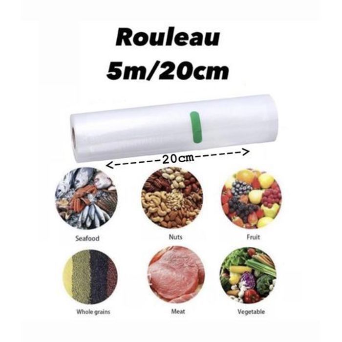 Rouleau d'emballage sous vide pour machine de mise sous vide 5 mètres x 20 centimètres