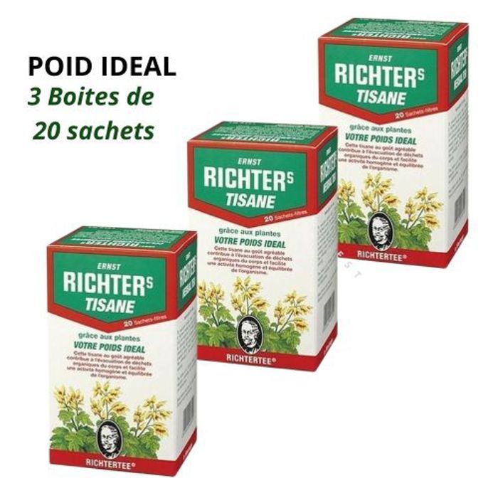 Tisane Richter minceur,POIDS IDEAL Spéciale Transit Lot De 3 Boîtes De 20 sachets