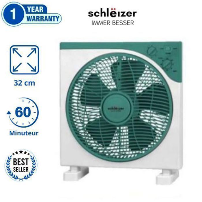 Ventilateur Posable - SCHLËIZER - 30 cm - 3 vitesses - Vert - Design compact