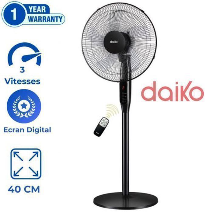 DAIKO - Ventilateur - Ecran Digital - 40 cm - 3 vitesses avec grille de protection et rotation
