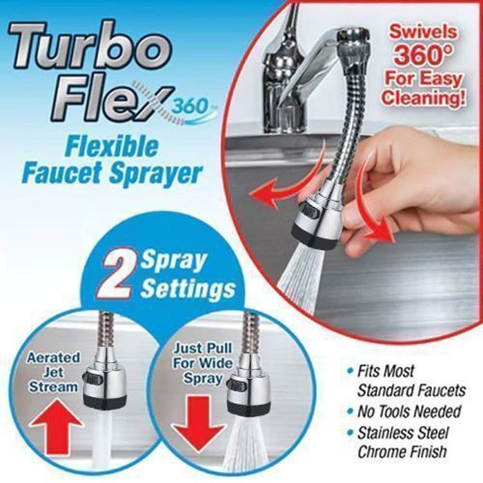 Turbo Flex Douchette yzd Transforme votre Robinet en un Pulvérisateur Economique Flexible
