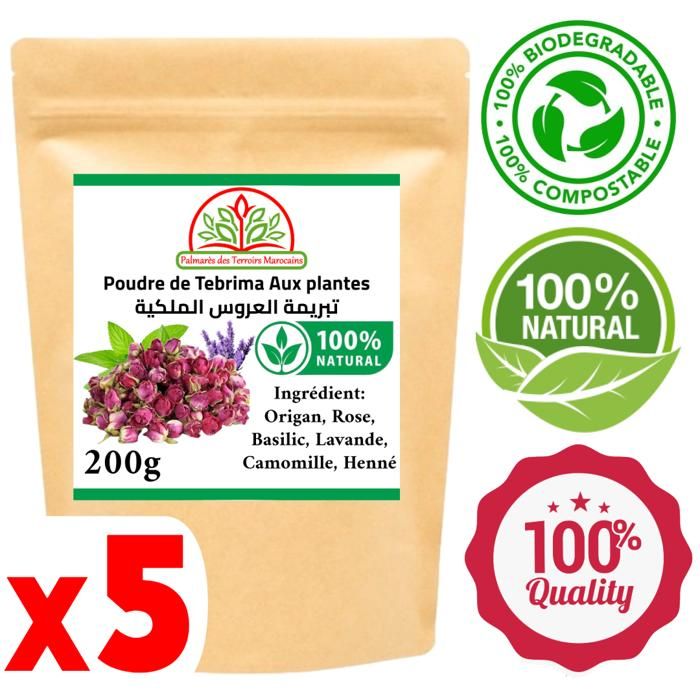 Tabrima Hammam en poudre Gommage pour le coprs (Camomille, Origan, Basilic, Henné, lavande, Rose) 1kg