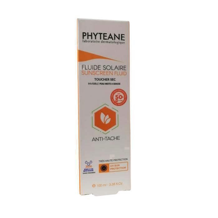 Phyteane Fluide Solaire SPF50+ – Toucher Sec Invisible – Peaux Mixtes à Grasses – 100 ml