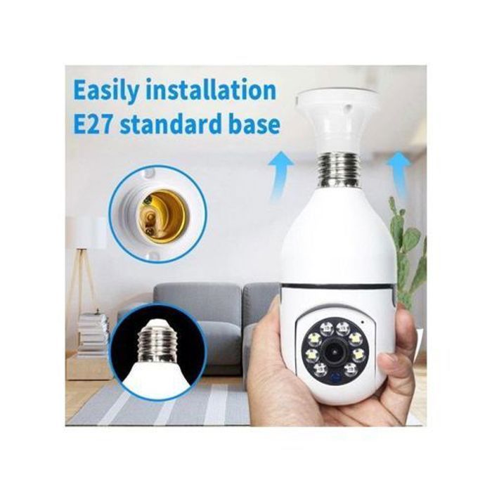 Offfre Caméra WiFi Sans Fil Sécurité Ampoule 1080P 360 degrés Panoramique Vision
