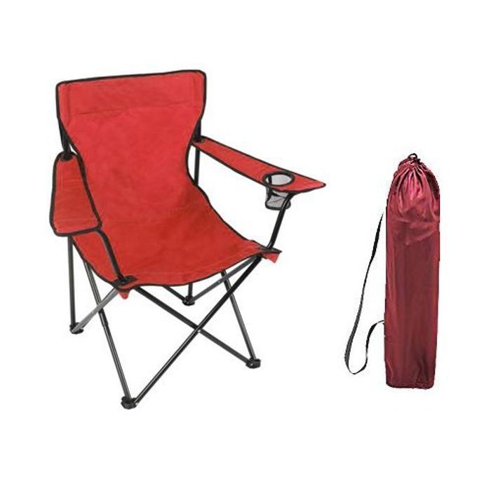 Chaise de camping et plage Fauteuil avec porte-gobelet rouge