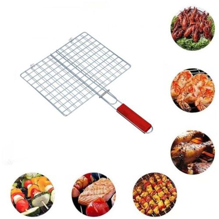 Panier de barbecue pliable en maille avecpoignée pour le camping en plein air