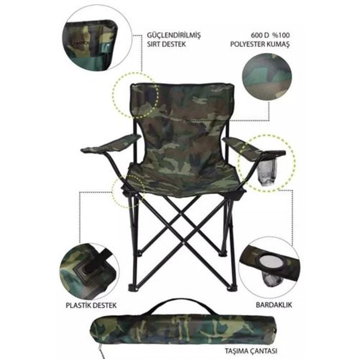 Chaise pliante d'extérieur fauteuil avec porte-gobelet Chaise de Camping et pêch