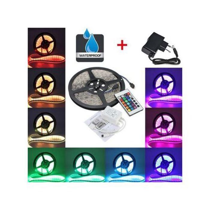 LED STRIP 5M WATERPROOF MULTICOLORE AVEC TÉLÉCOMMANDE