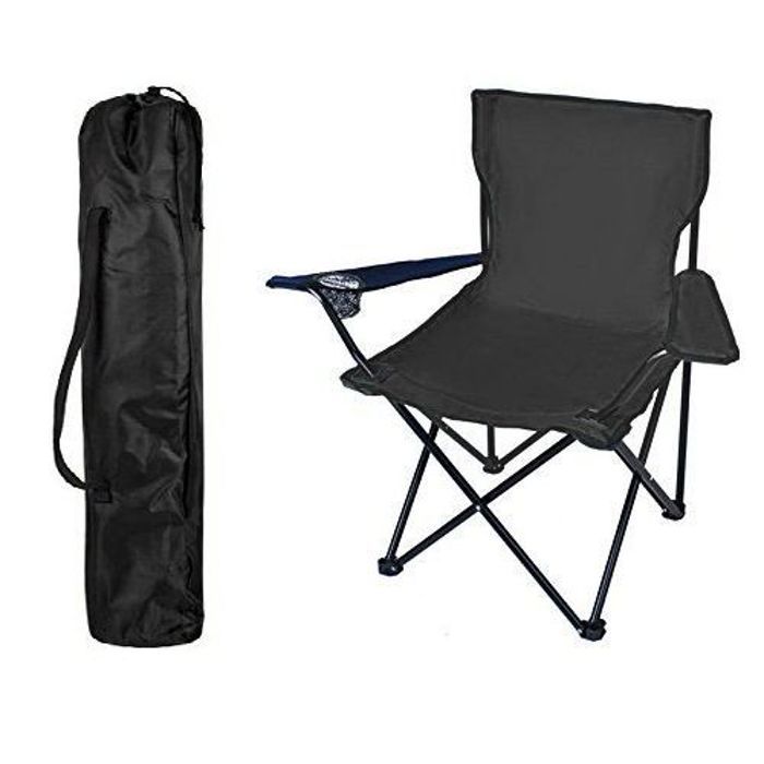 Siège de plage Chaise de camping Fauteuil Munie d'un porte-gobelet Noir