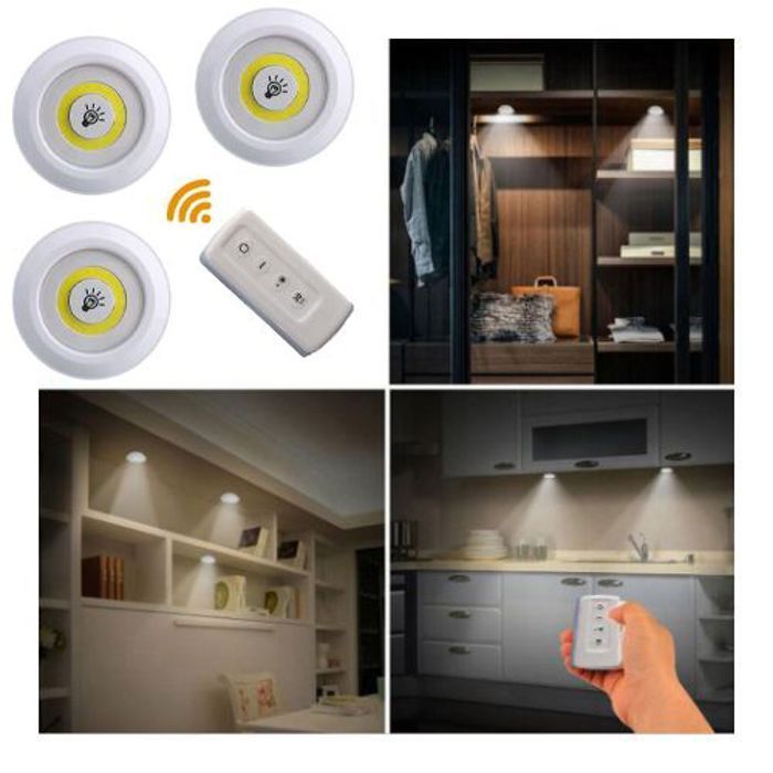 Éclairage LED sous-meuble à piles , lumineuses COB sans fil avec télécommande, pour salle de bain, garde-robe, placard