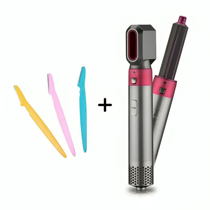 Sèche-cheveux Air Chaud Styler 5 en 1 + 3pcs suppression razoir visage - Mini Pack