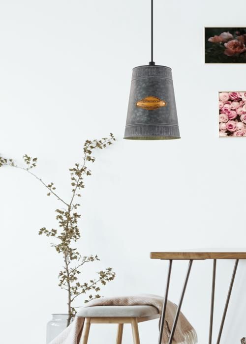 Luminaire en suspension - EGLO - HONEYBOURNE - Acier noir - 1100mm hauteur - Design contemporain