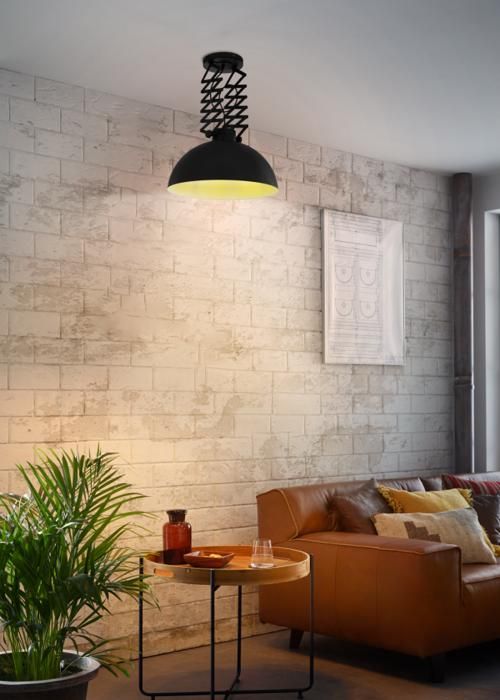 Plafonnier - EGLO - DONINGTON - Acier noir et crème - 450 mm - Style contemporain