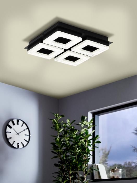 Plafonnier - EGLO - FRADELO 1 - Acier noir - 60mm de hauteur - Design contemporain