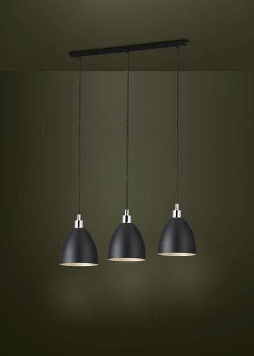 Luminaire en suspension - EGLO - MAREPERLA - Acier noir - Abat-jour en cristal - Intérieur