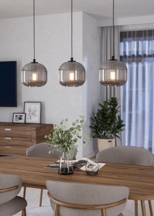 Luminaire en suspension - EGLO - MANTUNALLE 1 - Acier noir - 1100mm hauteur - Design contemporain