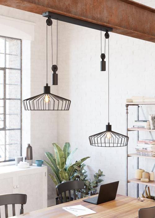 Luminaire en suspension - EGLO - WINKWORTH - Noir - Acier - Design contemporain
