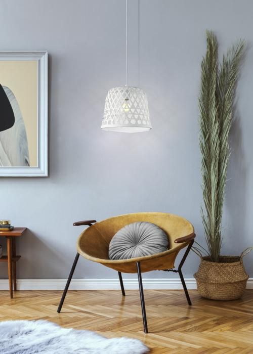 Luminaire en suspension - EGLO - KIRKCOLM - Acier blanc - 1100mm hauteur - Contemporain