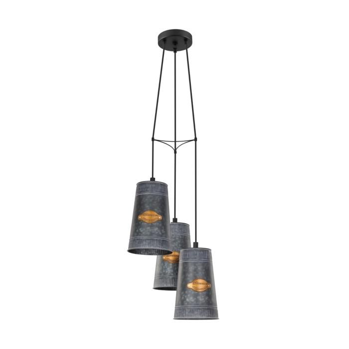 Luminaire en suspension - EGLO - HONEYBOURNE - Acier noir - Hauteur 1100 mm - Diamètre 340 mm